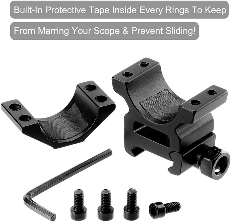 LONSEL 1'' Scope Rings, 2Pcs High Profile or 2Pcs Medium Profile 1 Inch Scope Mount Rings for Picatinny Rail - Image 3